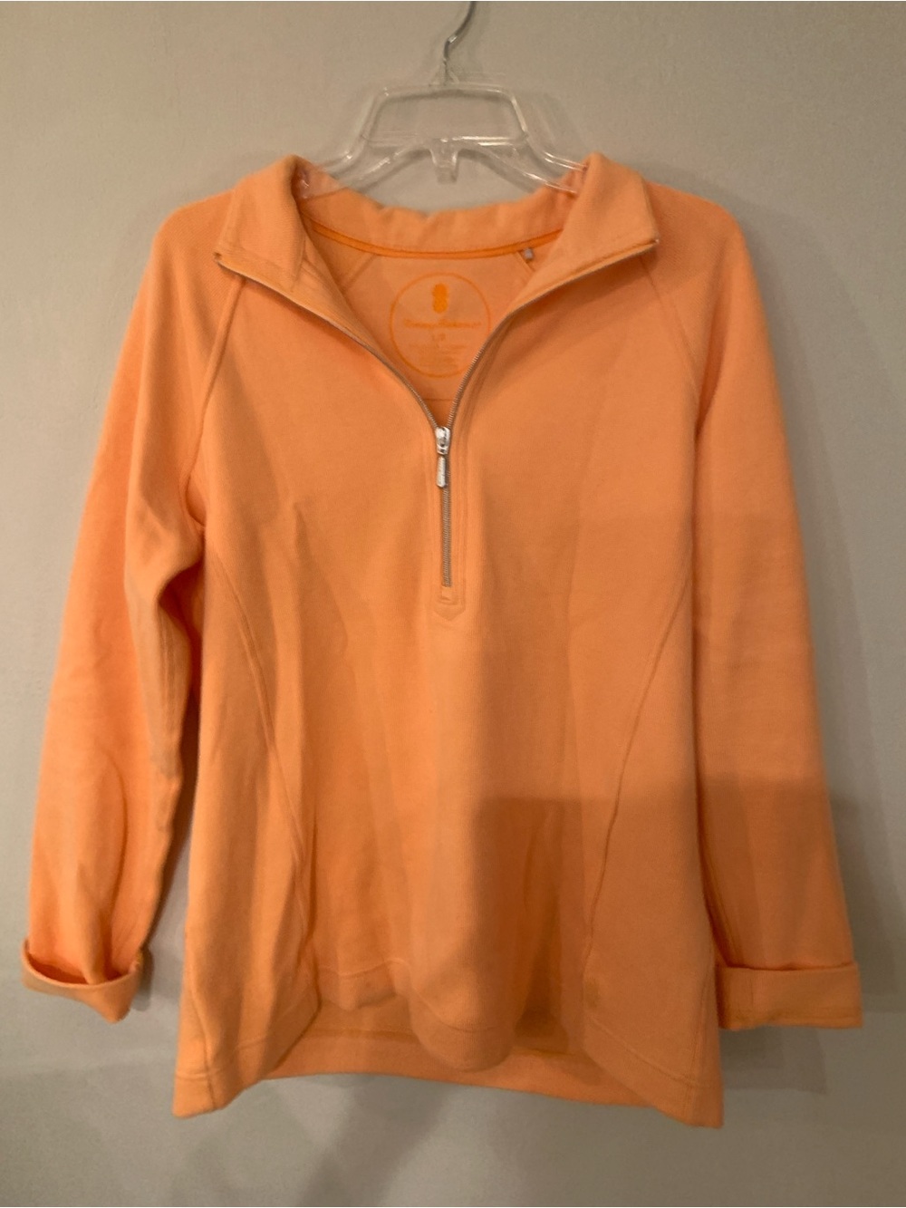Tommy Bahama Peach Half-Zip Pullover Sweatshirt long sleeve L no flaw
